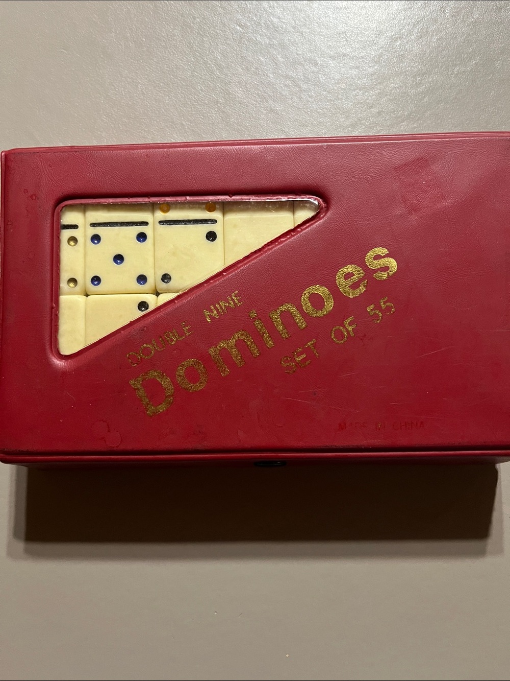 Double Nine Dominoes Set of 55 - Red Case